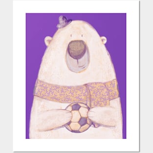 Cute Polar Bear Soccer Player Kids Footie Posters and Art